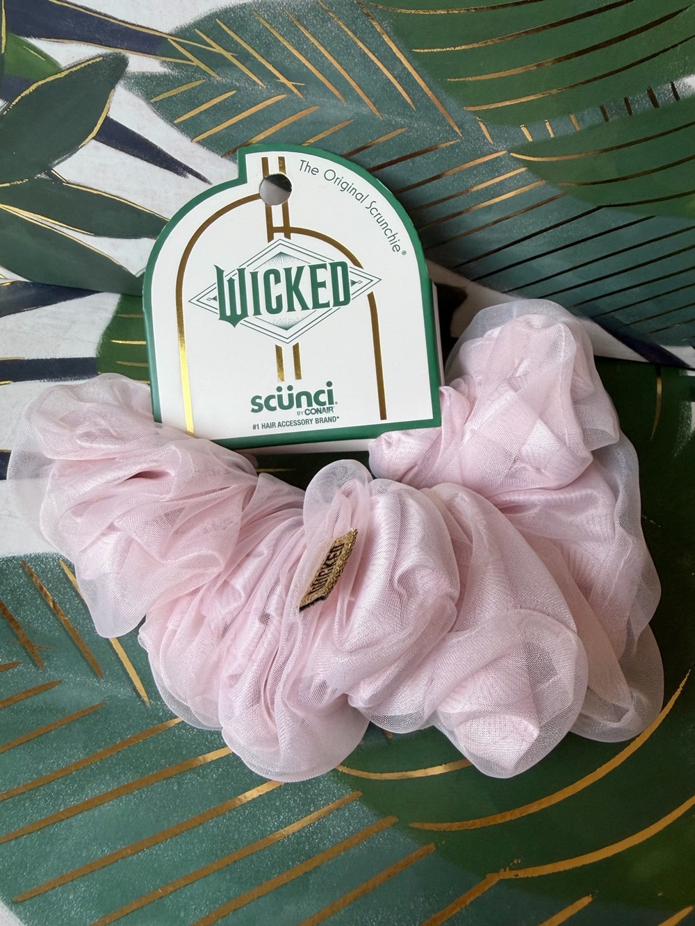 Scünci Wicked Glinda Pink Satin Tulle Ballerina Scrunchie NWT